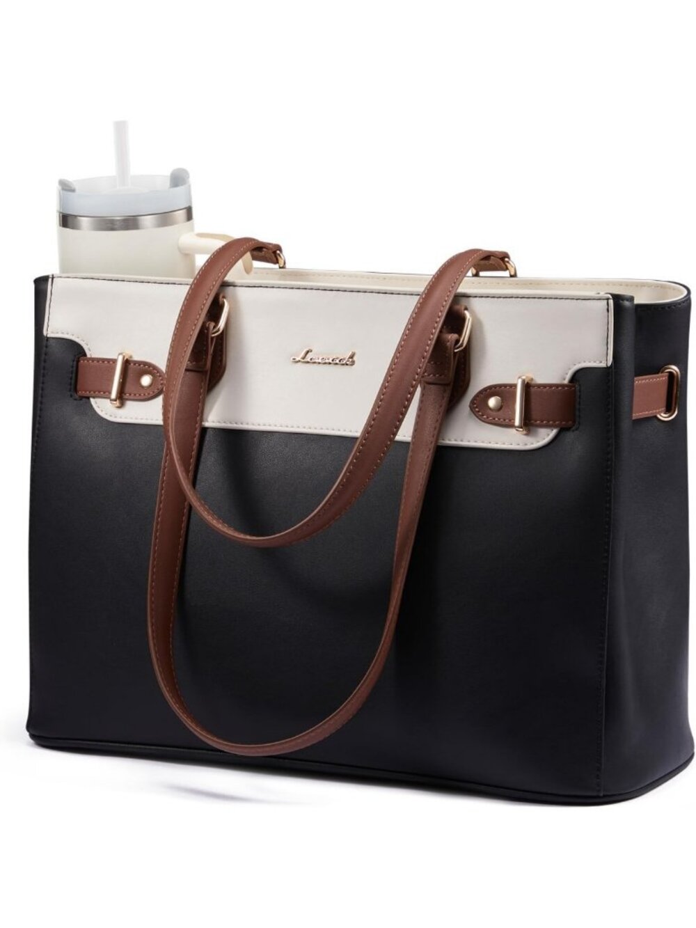 Stylish Waterproof Laptop Tote Bag for Women | Large Cup Holder & Work